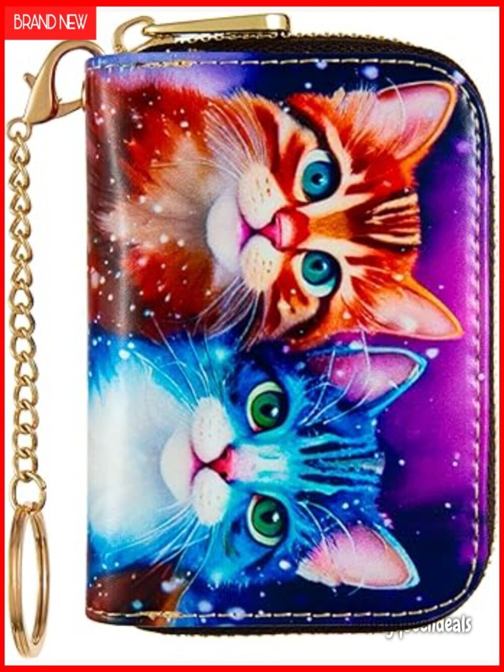 Slim RFID Blocking Leather Card Holder Wallet with Keychain 10 Slots